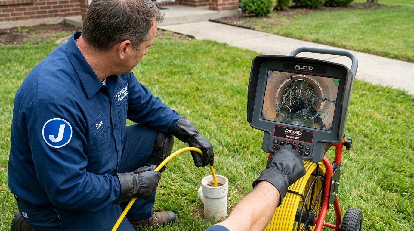 Sewer camera inspection being performed by Johns Plumbing LLC in Hartley