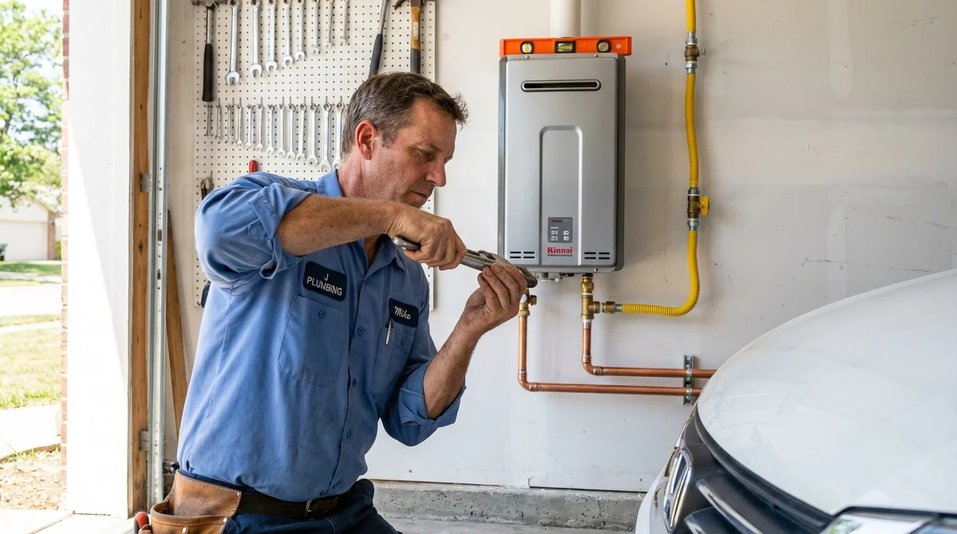 Tankless water heater installation by a Johns Plumbing LLC plumber in Hartley